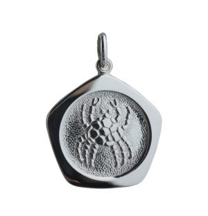 Silver 21mm five sided pentagon Cancer Zodiac Pendant