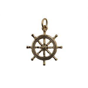 9ct Gold 21mm Ship's Wheel Pendant or Charm
