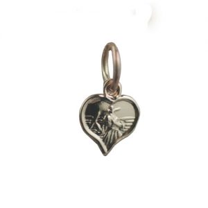 9ct Gold 8mm heart St Christopher Pendant or Charm