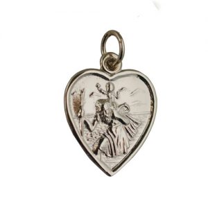 9ct Gold 17x16mm heart St Christopher Pendant or Charm