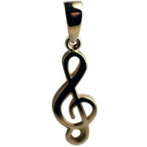 9ct Gold 27x11mm G Clef Pendant on a bail loop