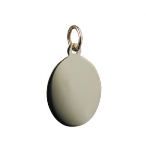 9ct Gold 17x14mm plain oval Disc Pendant