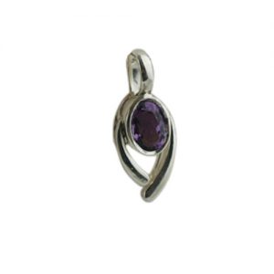 Silver 14x9mm Pendant set with 7x5mm Amethyst