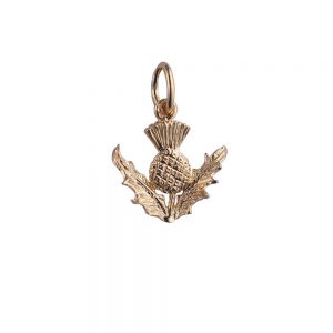 9ct Gold 15mm Scottish Thistle Pendant or Charm