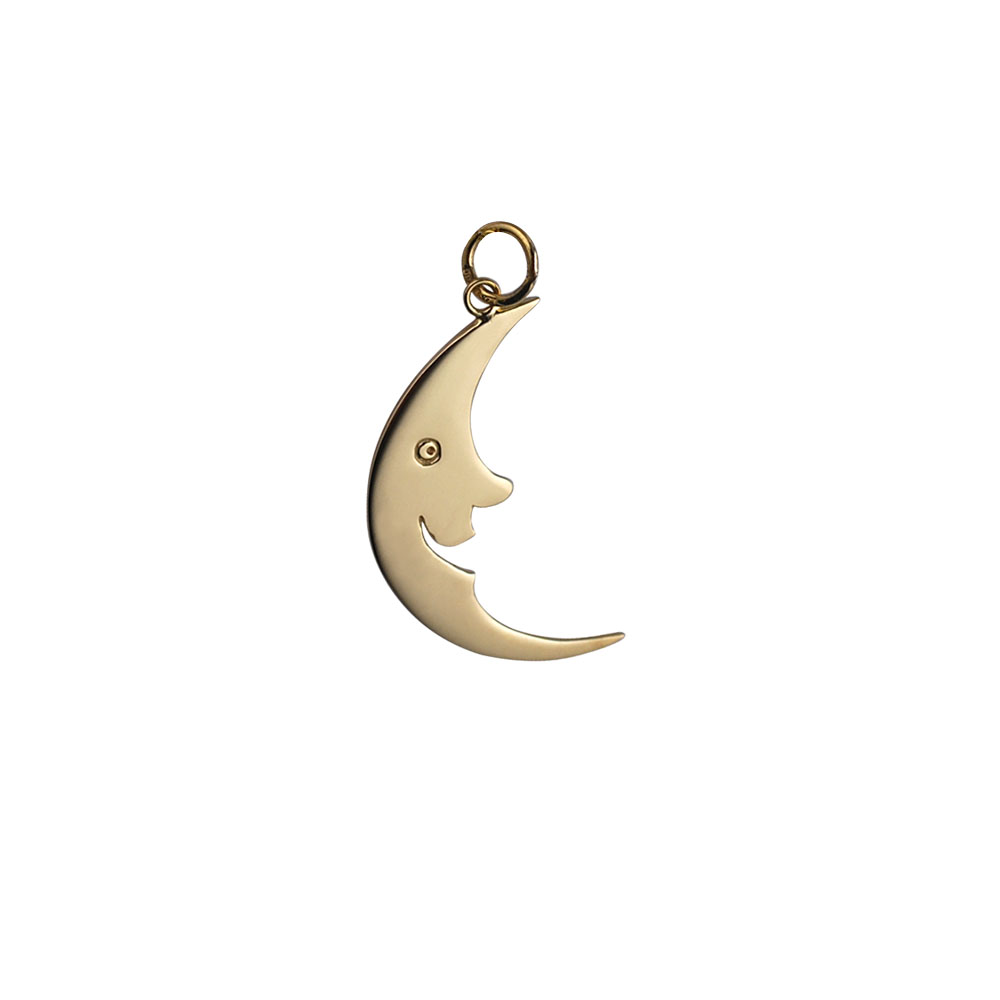 9ct Gold 17x28mm smiling Half Moon/Sun Pendant or Charm