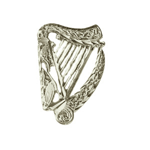 Silver 29x19mm diamond cut Irish Harp Brooch