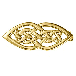 9ct Gold 21x40mm celtic knot design Brooch