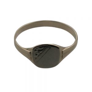 9ct Gold 10x10mm childs engraved TV shaped Signet Ring Sizes G-P