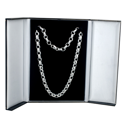 Silver 9.6mm wide solid fancy chunky handmade Oval Belcher Necklace Chain 20 inches - Image 3
