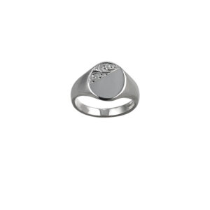 Silver 12x9mm solid hand engraved oval Signet Ring Sizes J-S