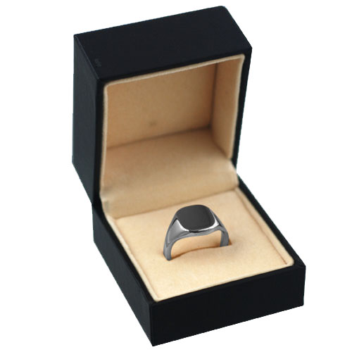 18ct White Gold 12x10mm solid plain cushion Signet Ring Sizes J-S - Image 2