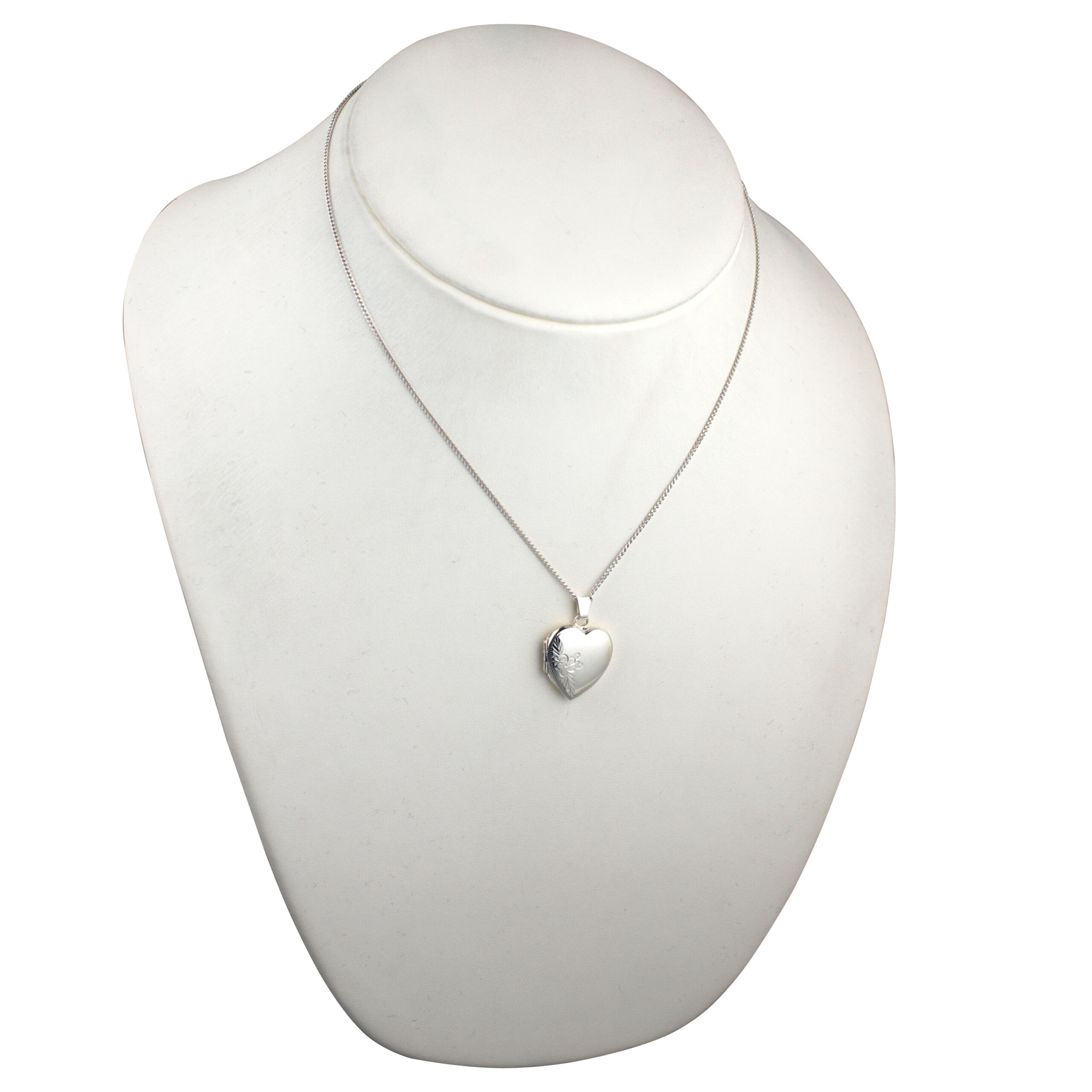 Silver 21x19mm heart shaped hand engraved Locket with a 1.3mm wide curb Chain 18 inches - Image 7