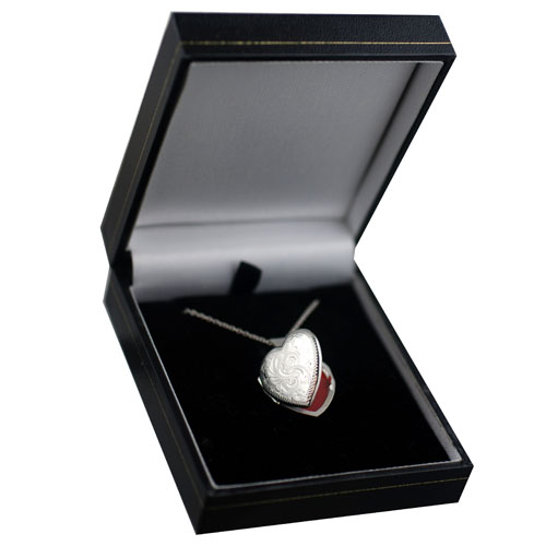 Silver 21x19mm heart shaped hand engraved Locket with a 1mm wide rolo Chain - Image 5