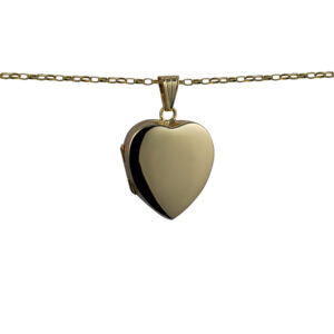 9ct Gold 24x20mm heart shaped plain Locket with a 1.4mm wide belcher Chain