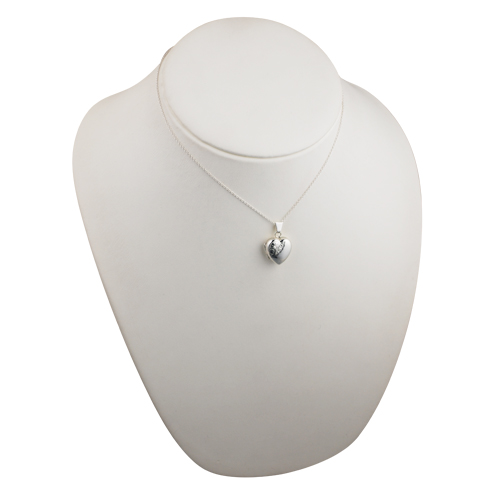 Silver 17x16mm heart shaped half hand engraved Locket with a 1mm wide rolo Chain 16 inches Only Suitable for Children - Image 6