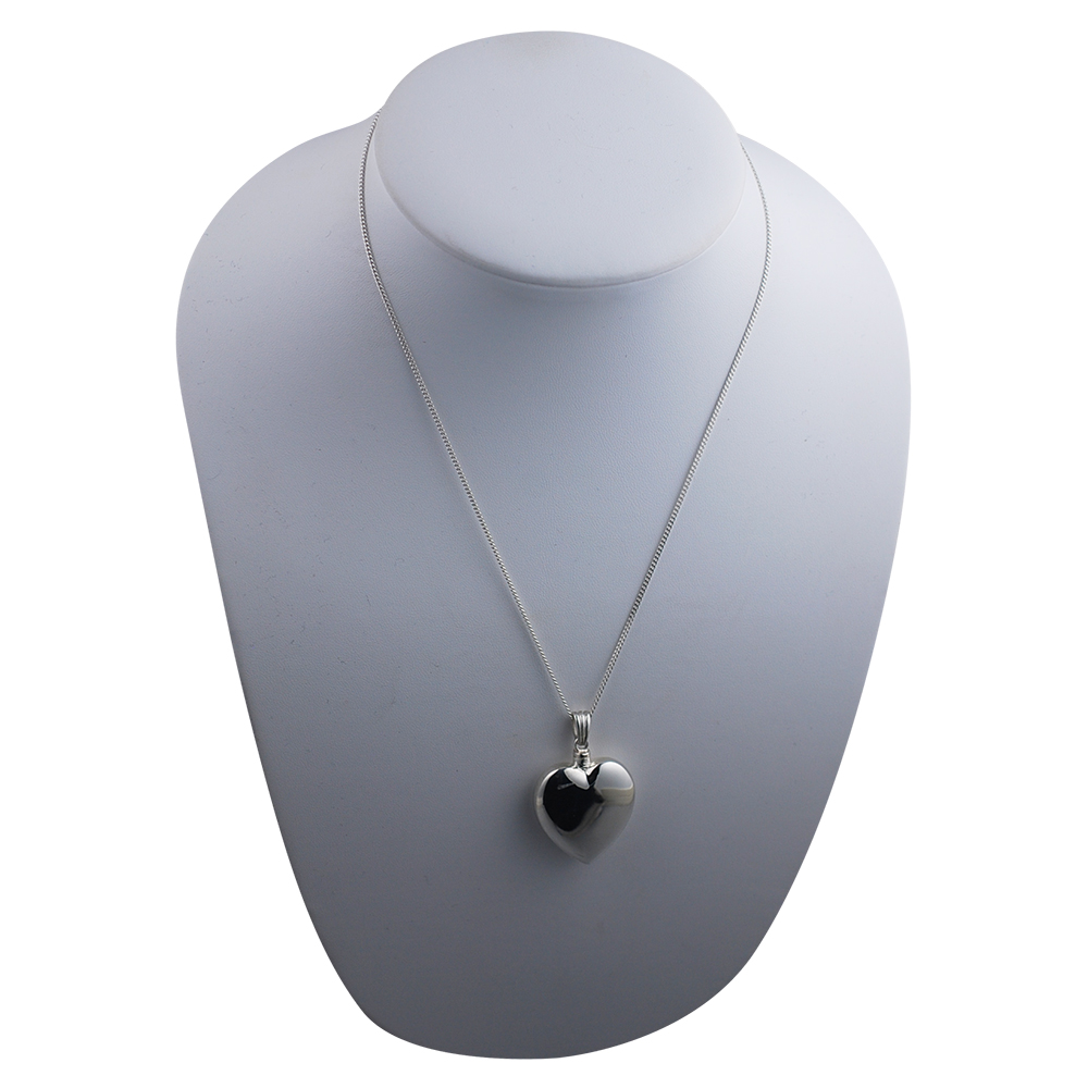 Silver 30x28mm handmade plain Heart shaped Memorial Locket with a 1.3mm wide curb Chain 18 inches - Image 3