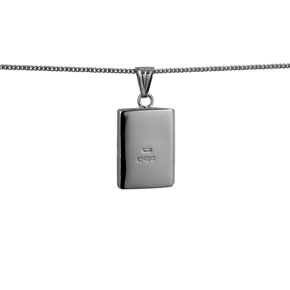 Silver 22x15mm rectangular hand engraved flat Locket with a 1.3mm wide curb Chain 20 inches - Image 3