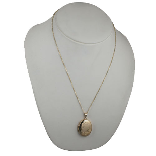 9ct Gold 35x26mm oval hand engraved Locket with a 1.4mm wide belcher Chain 22 inches - Image 6