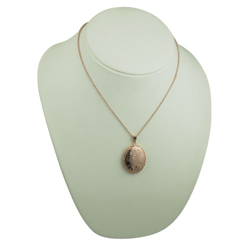 9ct Rose Gold 37x28mm oval hand engraved twisted wire edge Locket with a 2.2mm wide belcher Chain 18 inches - Image 6