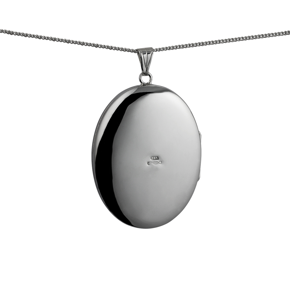 Sliver 45x35mm oval hand engraved Locket with a 1.3mm wide curb Chain 18 inches - Image 3