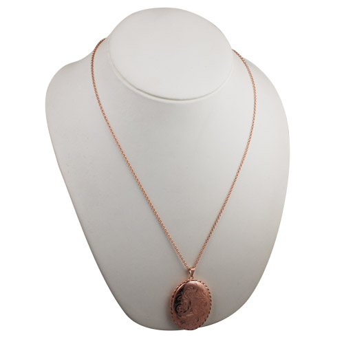 9ct Rose Gold 48x38mm oval hand engraved twisted wire edge Locket with a 2.2mm wide belcher Chain 24 inches - Image 7