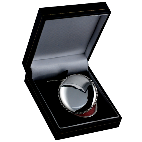 Silver 48x38mm oval plain twisted wire edge Locket with a 1.3mm wide curb Chain 20 inches - Image 5