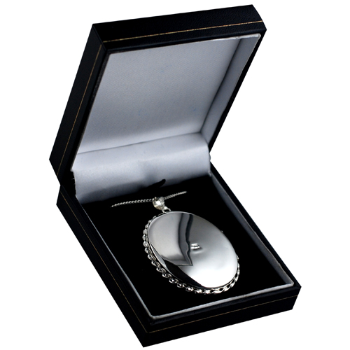 Silver 48x38mm oval plain twisted wire edge Locket with a 1.3mm wide curb Chain 20 inches - Image 6