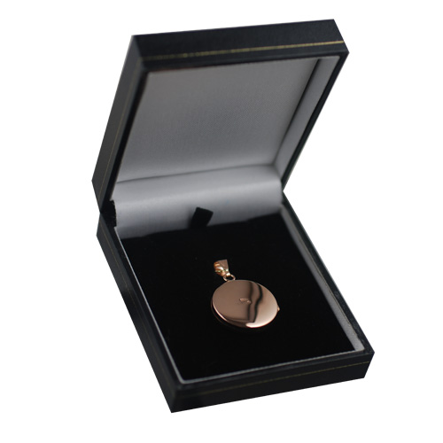9ct Rose Gold 23mm round hand engraved flat Locket - Image 5