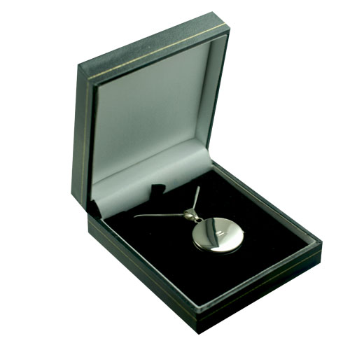 9ct White Gold 23mm round plain flat Locket with a 1mm wide curb Chain - Image 4