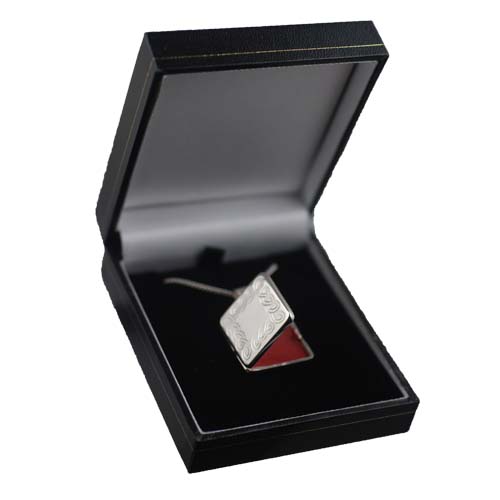 Silver 22mm square hand engraved celtic pattern flat Locket with a 1.3mm wide curb Chain 18 inches - Image 6
