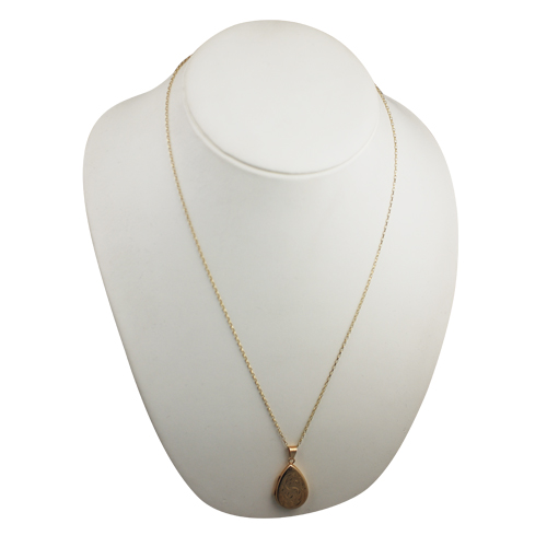 9ct Gold 28x19mm teardrop hand engraved flat Locket with a 1.4mm wide belcher Chain 24 inches - Image 7