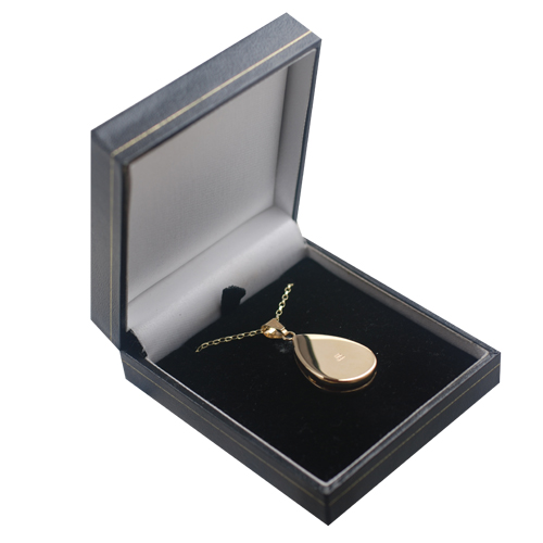 9ct Gold 28x19mm teardrop hand engraved flat Locket with a 1.4mm wide belcher Chain 24 inches - Image 5