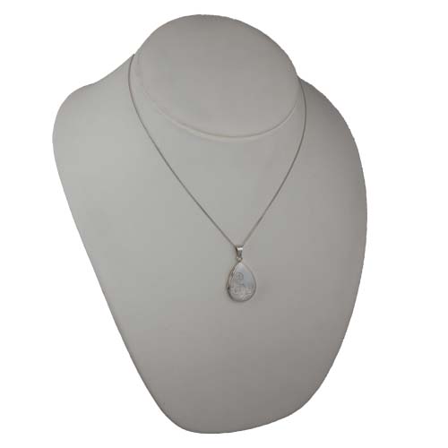 Silver 28x19mm teardrop half hand engraved flat Locket with a 1.3mm wide curb Chain 18 inches - Image 6