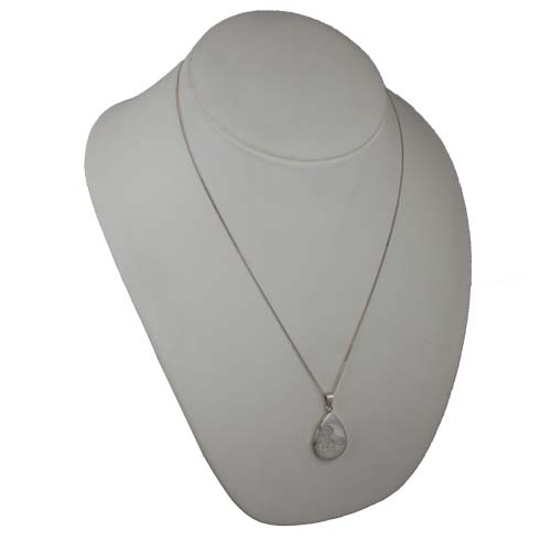 Silver 28x19mm teardrop half hand engraved flat Locket with a 1.3mm wide curb Chain 22 inches - Image 6