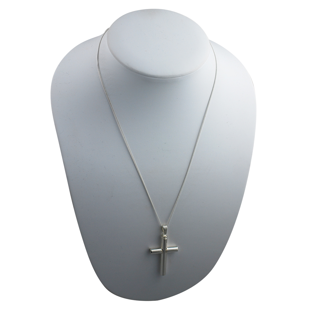 Silver 40x25x6mm handmade plain Memorial Cross with a 1.3mm wide curb ...