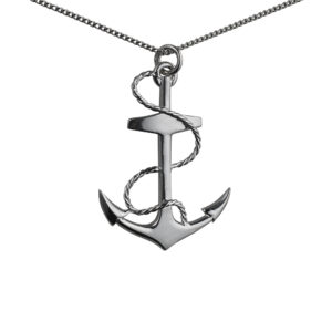 Silver 36x30mm Anchor Pendant with a 1.3mm wide curb Chain