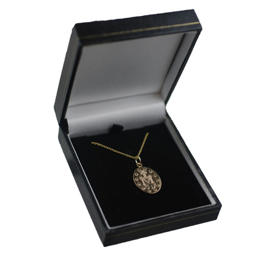 9ct Gold 20x16mm oval Miraculous Medallion Medal Pendant with a 1.1mm wide cable Chain 20 inches - Image 4