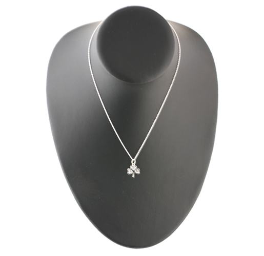 Silver 13x13mm plain Shamrock Pendant with a 1mm wide rolo Chain 16 inches Only Suitable for Children - Image 4