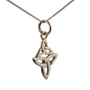 9ct Gold 16x11mm double celtic Trinity knot Pendant with a 0.6mm wide curb Chain