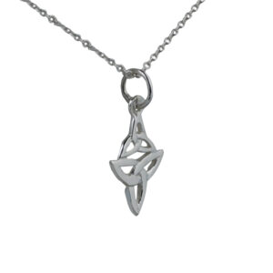 Silver 16x11mm double celtic Trinity knot Pendant with a 1mm wide rolo Chain
