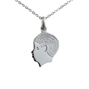 Silver 17x14mm Boy's Head Pendant with a 1mm wide rolo Chain 14 inches Only Suitable for Children