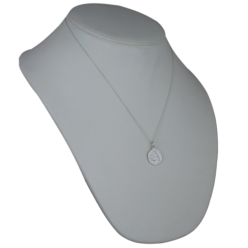 Silver 18mm round St Anthony of Padua Pendant with a 1mm wide rolo Chain 20 inches - Image 5