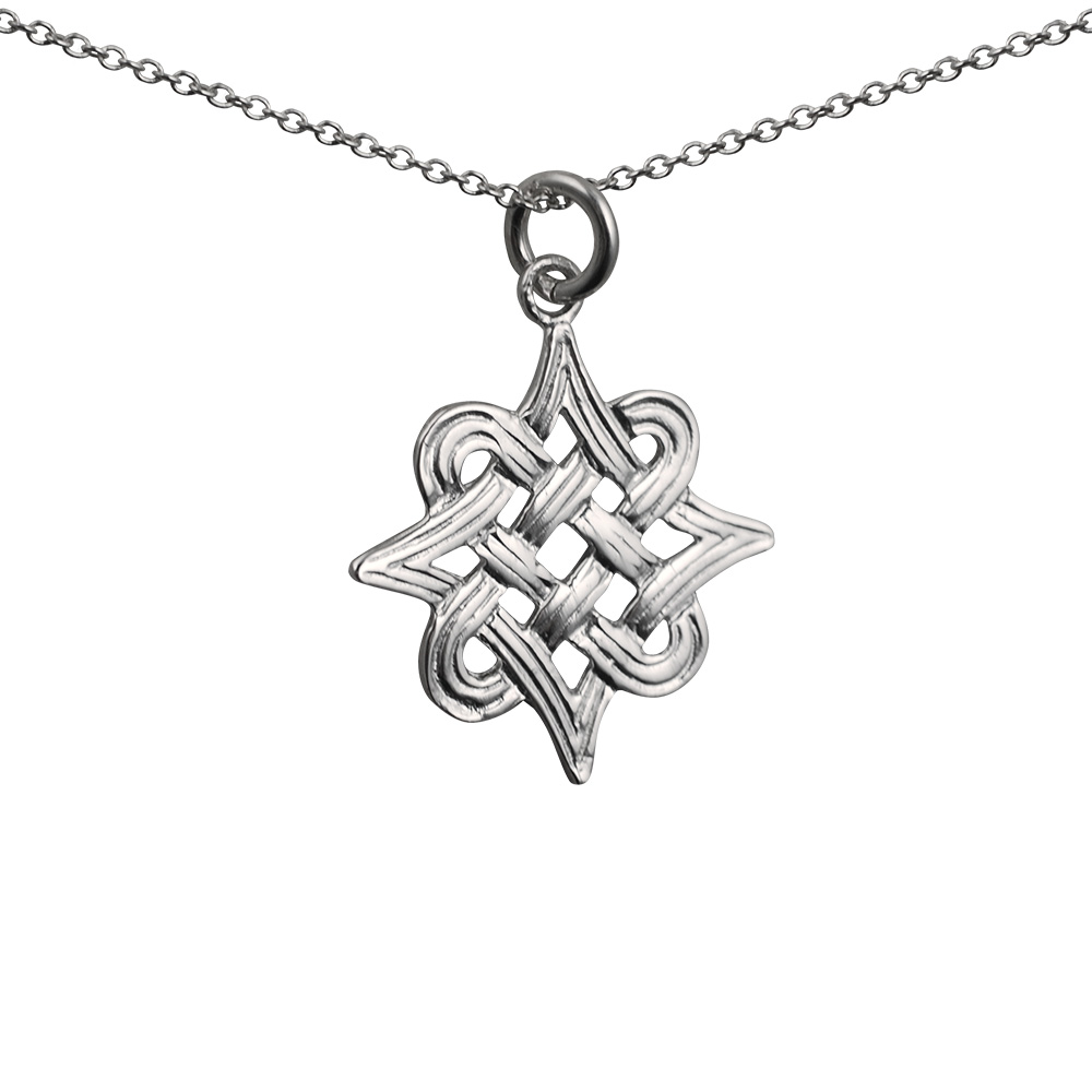 Silver 23x23mm Islamic Motif Pendant with a 1mm wide rolo Chain 16 inches Only Suitable for Children