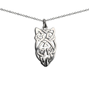 Silver 26x16mm celtic knot design Pendant with a 1mm wide rolo Chain