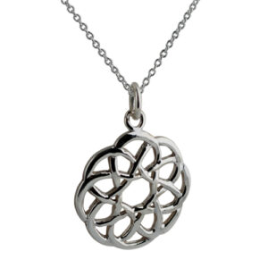 Silver 22mm round celtic knot design Pendant with a 1mm wide rolo Chain