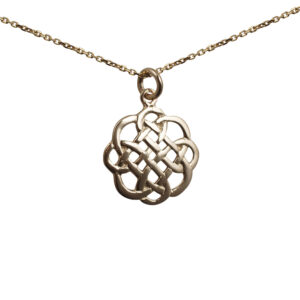 9ct Gold 20x21mm celtic knot design Pendant with a 1.2mm wide cable Chain