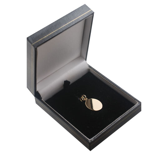 9ct Gold 20x15mm plain oval Disc Pendant - Image 2