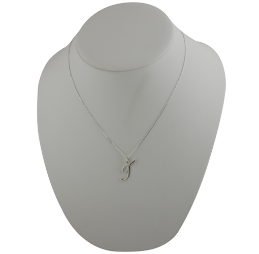 Silver 30x14mm plain palace script Initial T Pendant with a 1.3mm wide curb Chain 20 inches - Image 4