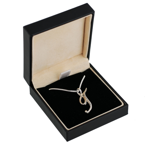 Silver 30x14mm plain palace script Initial T Pendant with a 1.3mm wide curb Chain 20 inches - Image 2