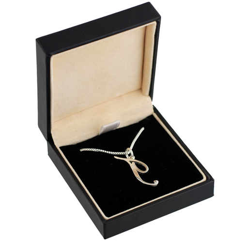 Silver 30x14mm plain palace script Initial T Pendant with a 1.3mm wide curb Chain 20 inches - Image 3